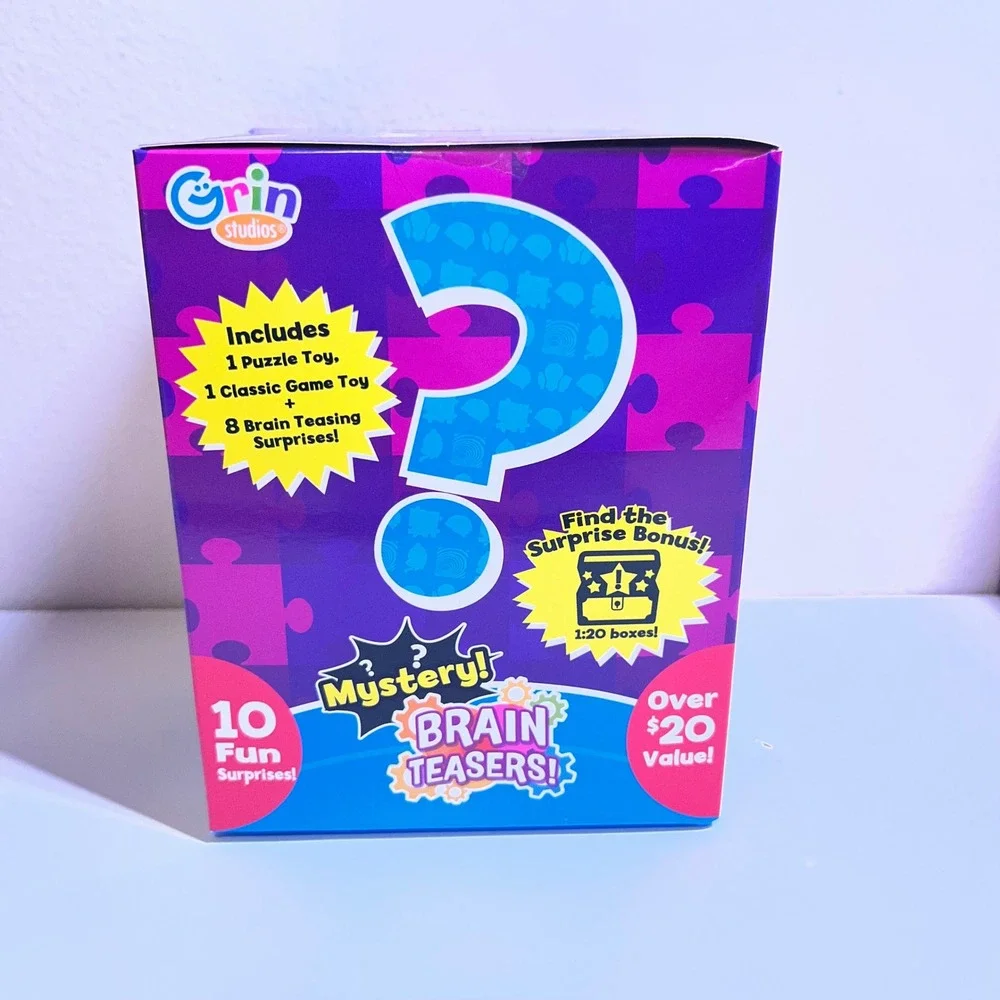 Grin Studios 10pc Mystery Brain Teasers Box Purple Pink Blue Puzzle Game Set